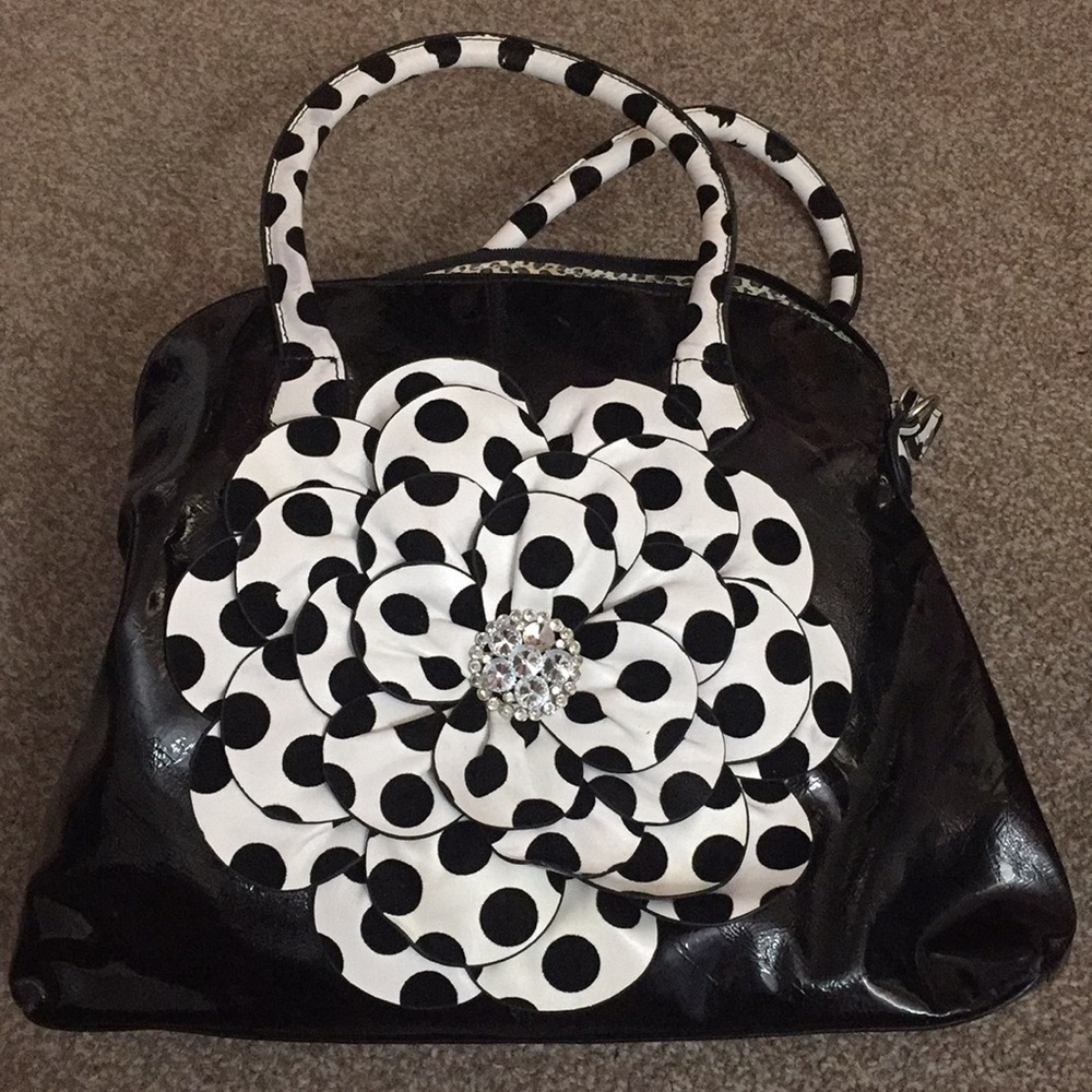 Polka-dot flower shoulder/handbag